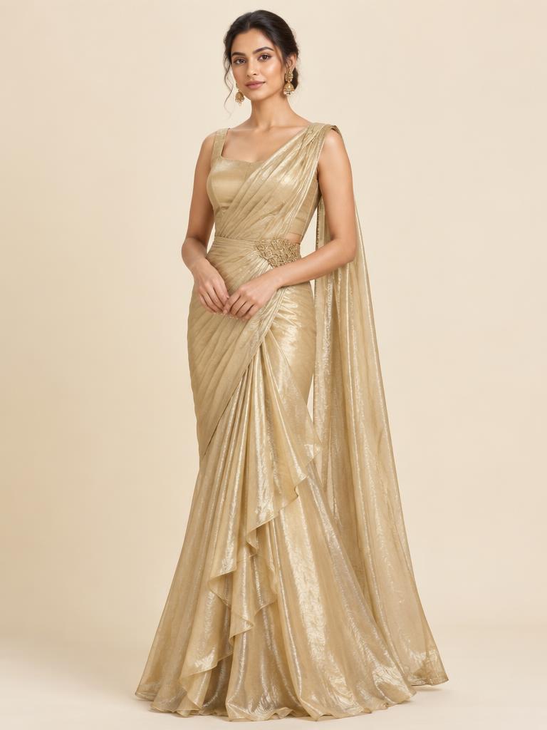 Gold Dhoti Saree Gown