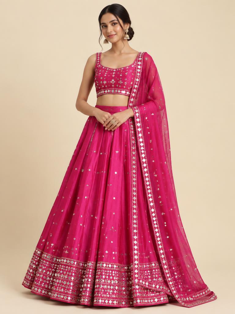 Rani Pink Mirror Lehenga