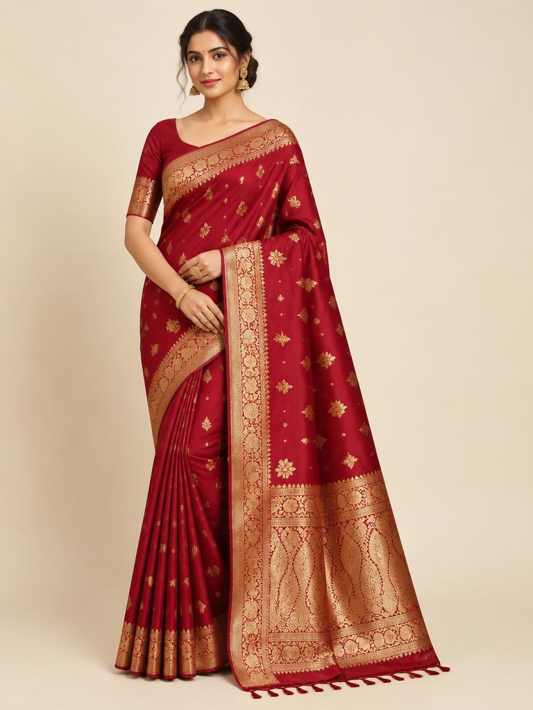 Ruby Banarasi Silk Saree